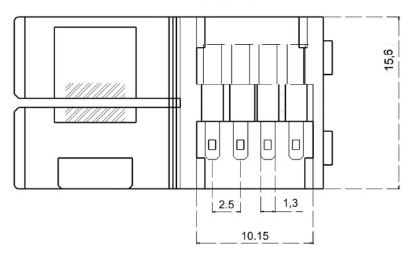 4PIN双头带线灯带连接器展开结构尺寸图