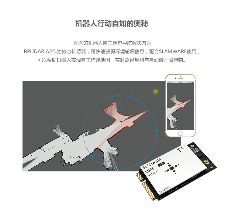 RPLIDAR A2M8 360°激光雷达测距套件搭载机器人应用