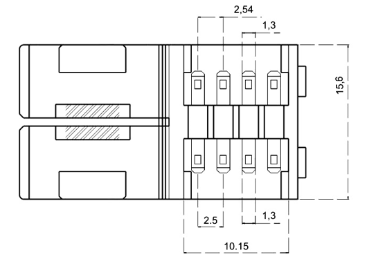 4PIN灯带连接器展开结构尺寸图